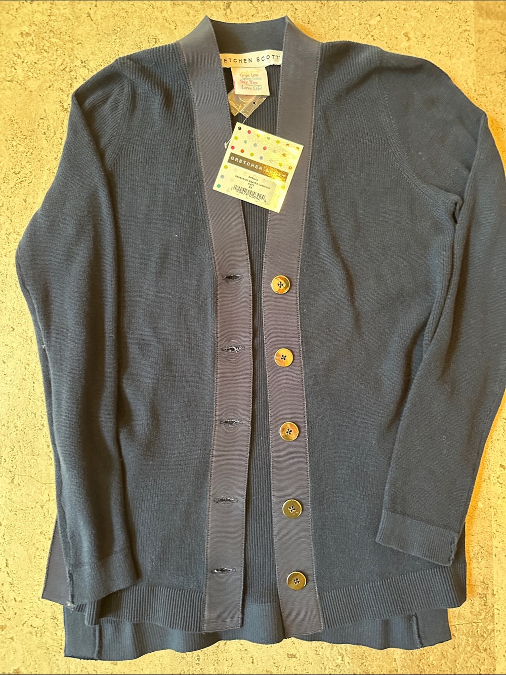 Gretchen Scott Navy Button-Front Cardigan
